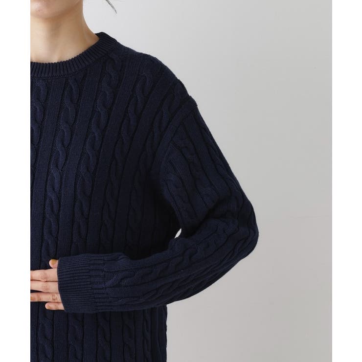 【ユニセックス・洗える】クルーネックケーブルニット | Dessin | 詳細画像17 