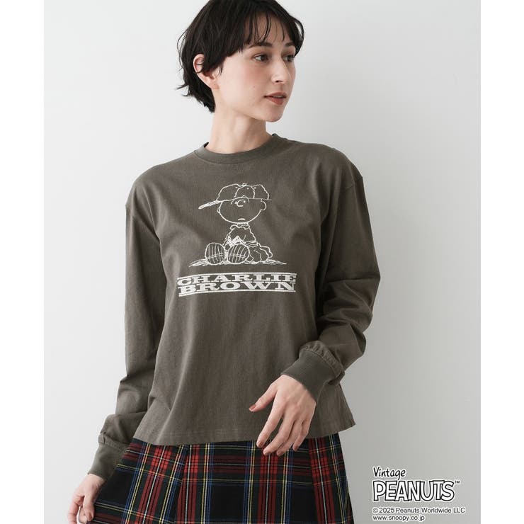 ブラウン(044) | PEANUTSロングTシャツ | Dessin
