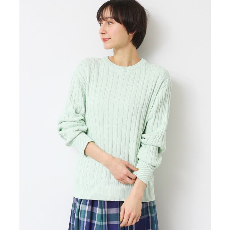 ミントグリーン(021) | ケーブルニット | Dessin