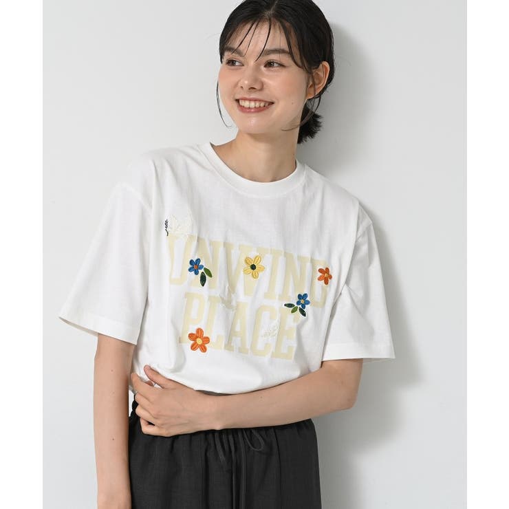 ホワイト(002) | ロゴ刺繍Tシャツ | Dessin
