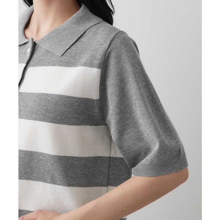 【ユニセックス/洗える】ボーダーニットポロシャツ | Dessin | 詳細画像13 