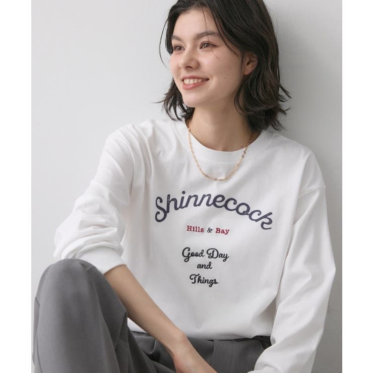 ホワイト(601) | 【洗える】コットンロゴロングTシャツ | Dessin