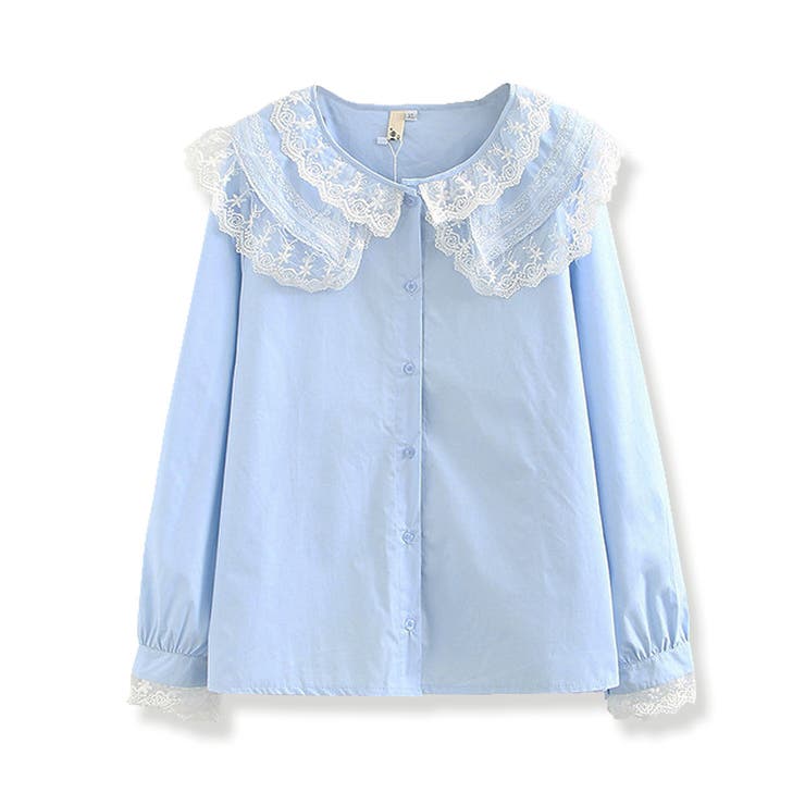 ダブルレースカラーブラウス レースカラーブラウス 襟付き