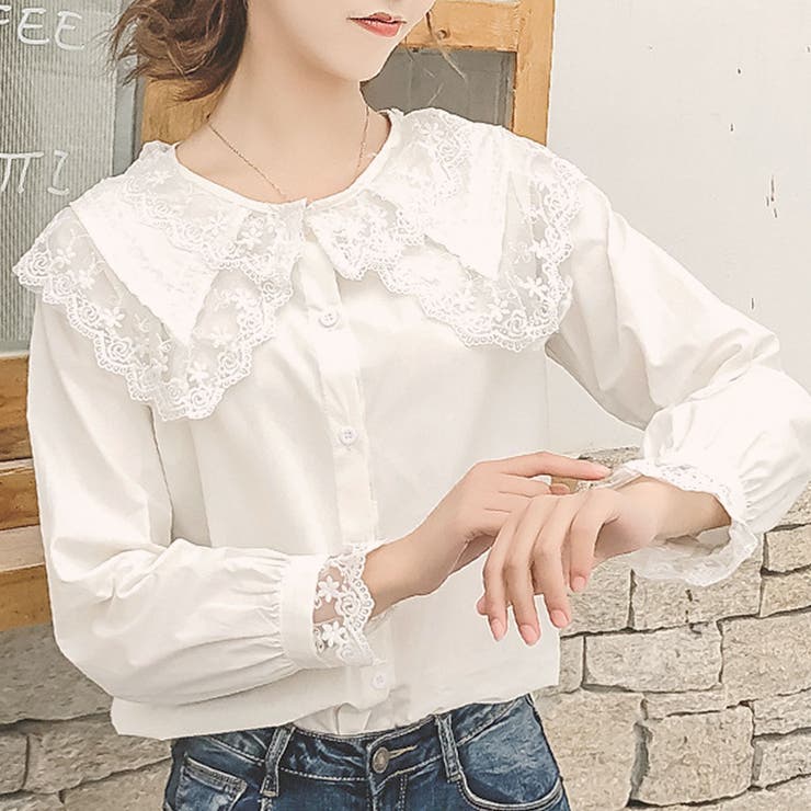 perd VONIQUE カフレース　ブラウス　ホワイト　F フリーサイズ perd VONIQUE カフレース ブラウス ホワイト F フリーサイズ