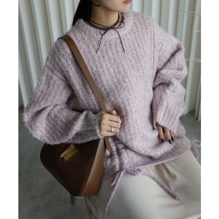 ピンク | ミックスシャーリングビックニット	 | YENNA