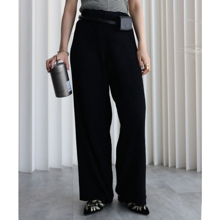 ブラック | ベロアロングパンツ | YENNA