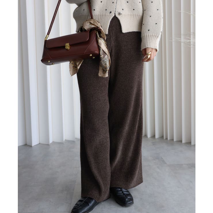 ダークブラウン | ベロアロングパンツ | YENNA