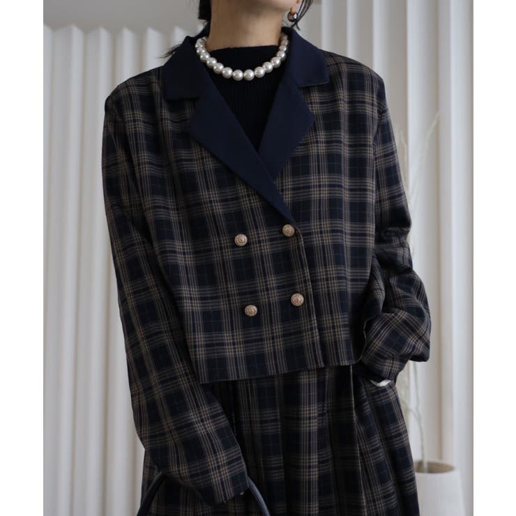 レキップ　ヨシエ.イナバ　ウール100%チェック柄ジャケット レキップ ヨシエ.イナバ ウール100%チェック柄ジャケット