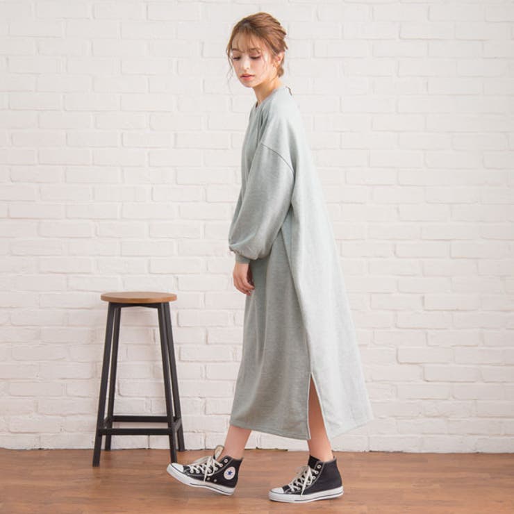 グレー | ワンピース スウェット ロング | 夢展望