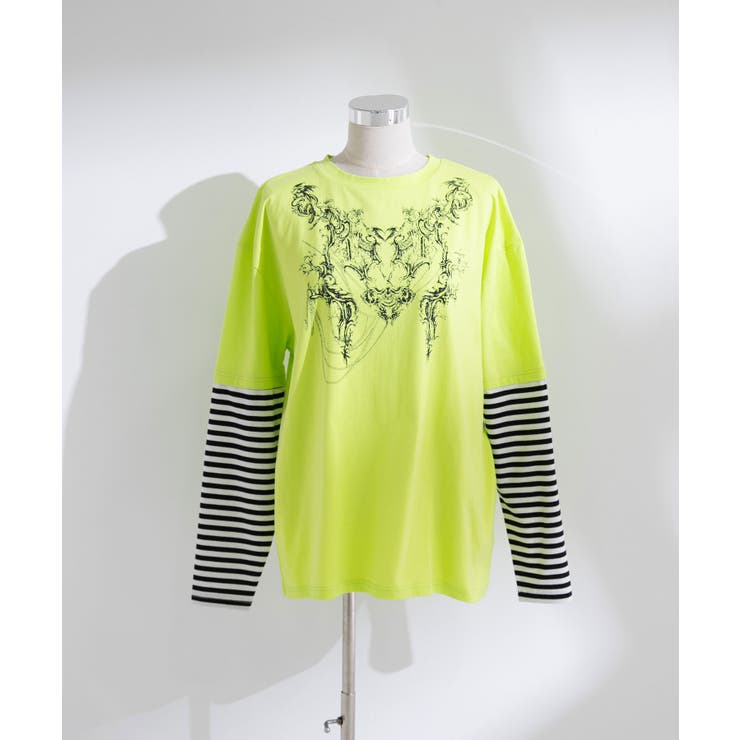 ロゴボーダー長袖レイヤードカットソー 韓国 夢展望 | 夢展望 | 詳細画像9 