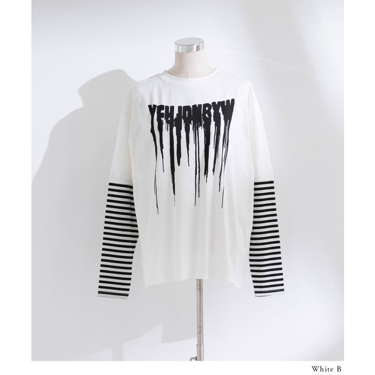 ロゴボーダー長袖レイヤードカットソー 韓国 夢展望 | 夢展望 | 詳細画像15 