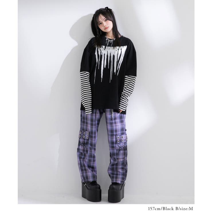 ロゴボーダー長袖レイヤードカットソー 韓国 夢展望 | 夢展望 | 詳細画像18 