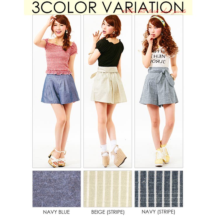 【新品未使用】Bilitis キュロットパンツ ショート リボン ネイビー F 新品未使用】Bilitis キュロットパンツ ショート リボン