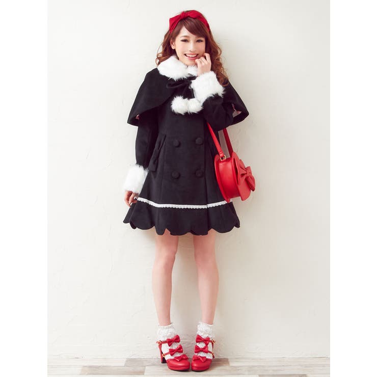 バックスカラップケープ付♪裾スカラップリボンレースコート|DM|PR|SW