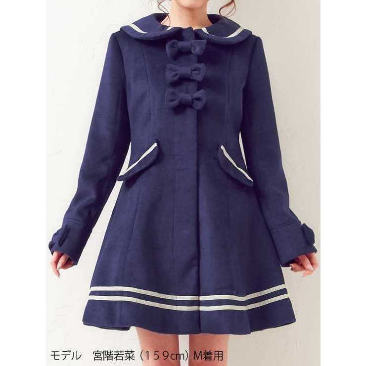 スノードレル　セーラーカラーコート　ネイビー　M WOOL SAILOR-COLLAR COAT – SNORDREL