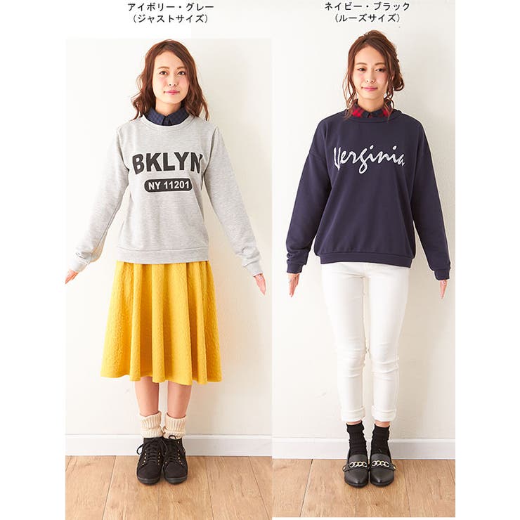 選べる2TYPEチェック付け襟裏毛ロゴプリントトレーナー|MR|GL|CS][品番