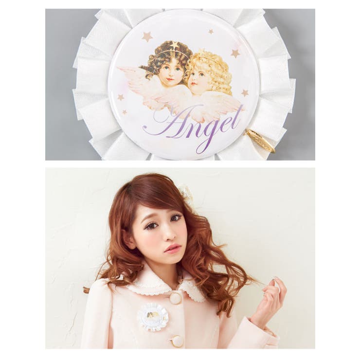 配色フリルリボン♪選べる柄ビッグロゼッタ缶バッジ|DM|PR|SW][品番