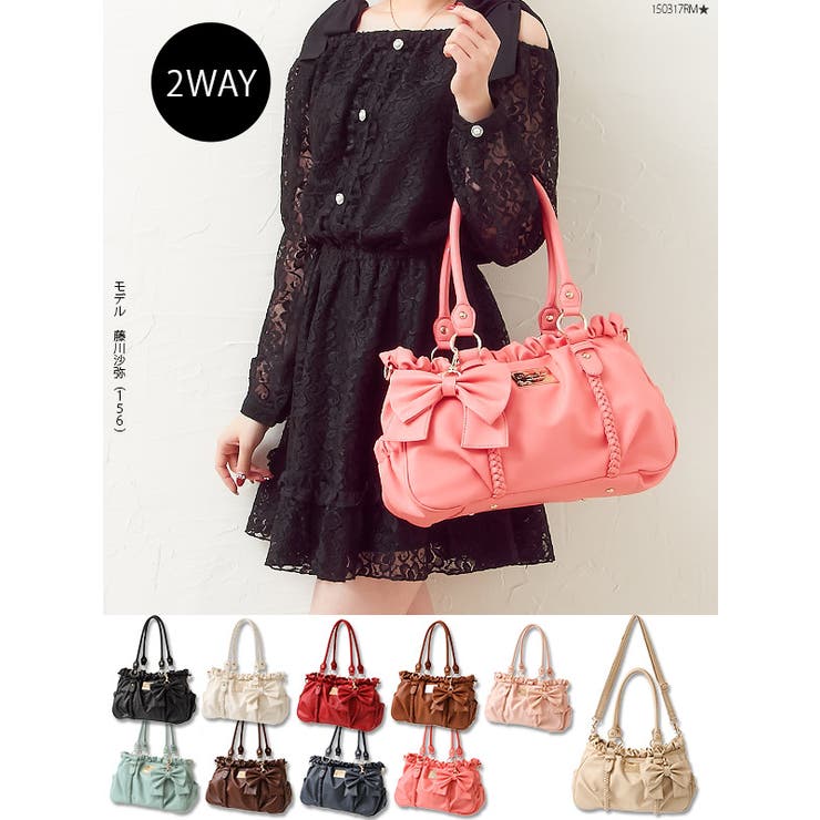 10Colorリボンチャーム付き2WAYプレートショルダーバッグ MR GL[品番