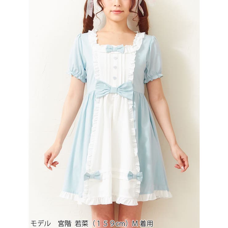 フロントブラウス重ね着風 パフ半袖リボン Amp レース姫ワンピース Dm Pr 品番 Yu 夢展望 ユメテンボウ のレディースファッション通販 Shoplist ショップリスト