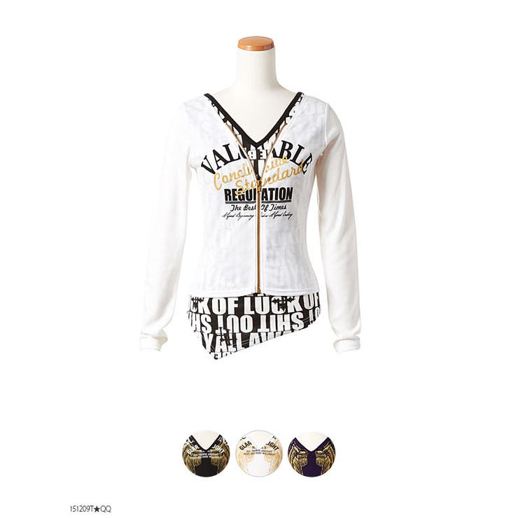 バック羽根プリント前zip使いレイヤード風悪 羅gal長袖ロングtシャツトップス 品番 Yu 夢展望 ユメテンボウ のレディースファッション通販 毎日送料無料 Shoplist ショップリスト