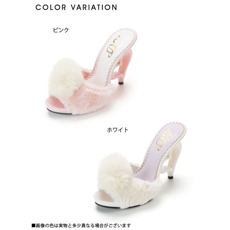 ハートヒール ポンポンファーミュール|DM|PR|SW||][品番：YU000038416