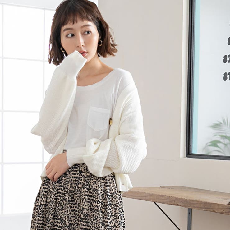 トップス 胸ポケットゆるテロクルーネック 深Vネック半袖Tシャツ