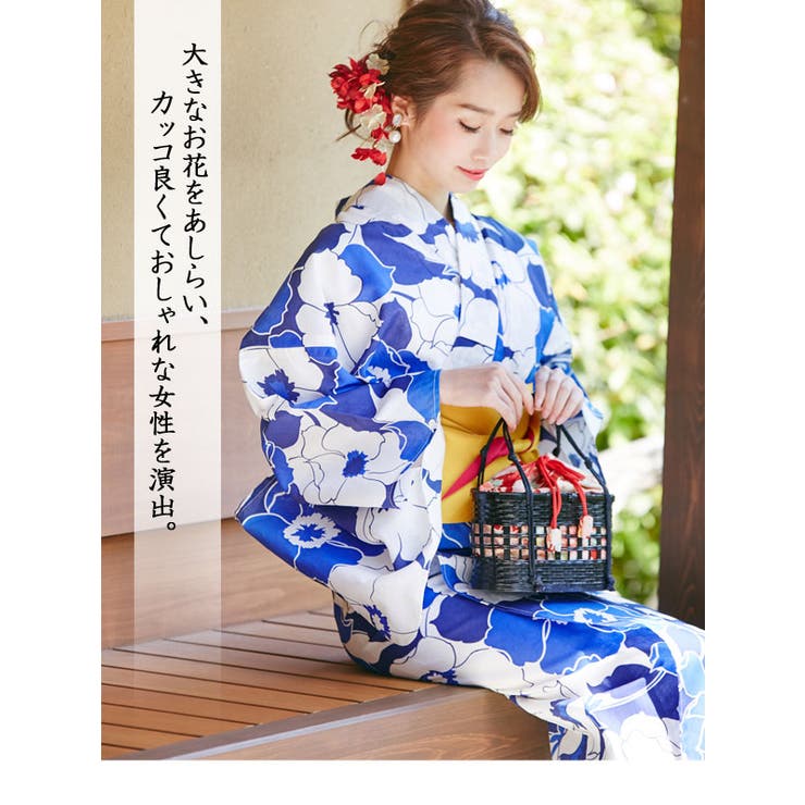 [ワントーンが大人シック モダンフラワー柄 高級平織り浴衣+帯 | 夢展望 | 詳細画像6 