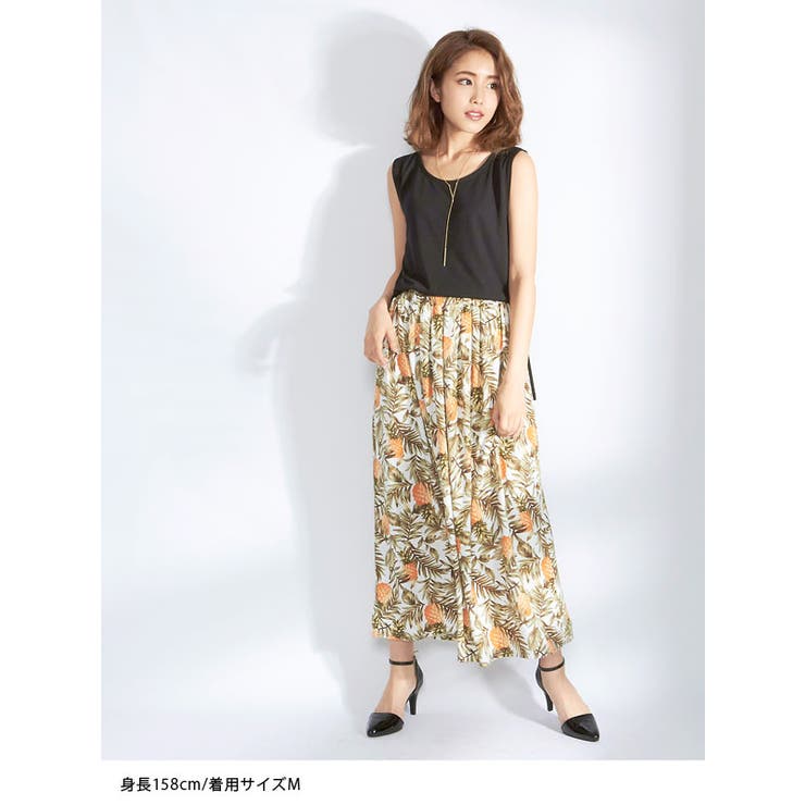 ボトムス スカート パイナップル柄ロング[品番：YU000039013