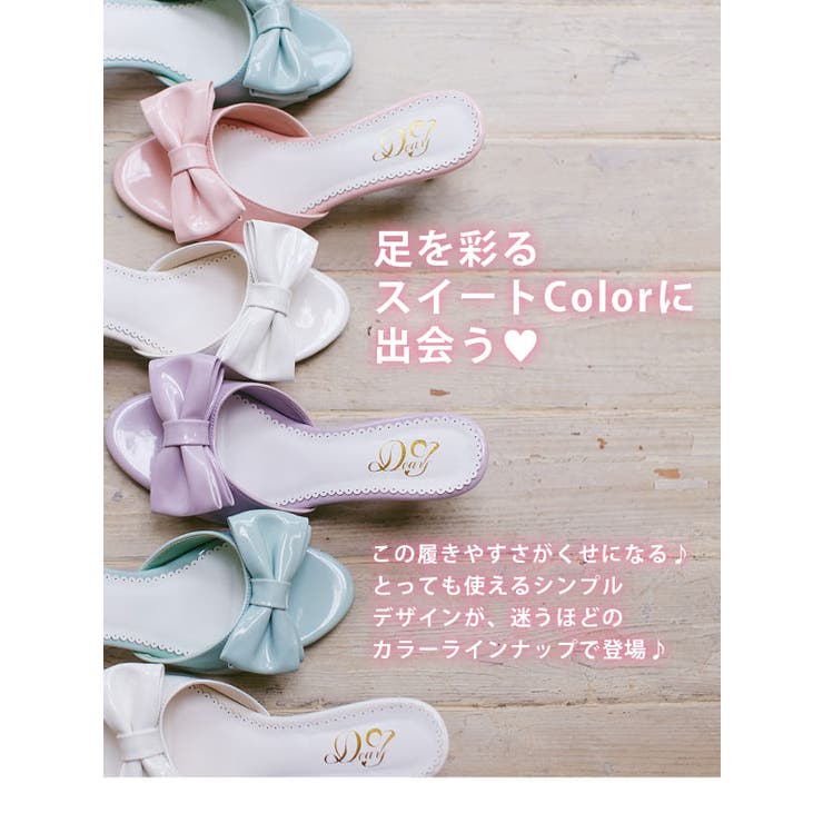 夢展望オリジナル!7cmヒールのリボンミュール|DML|PR|SW||][品番