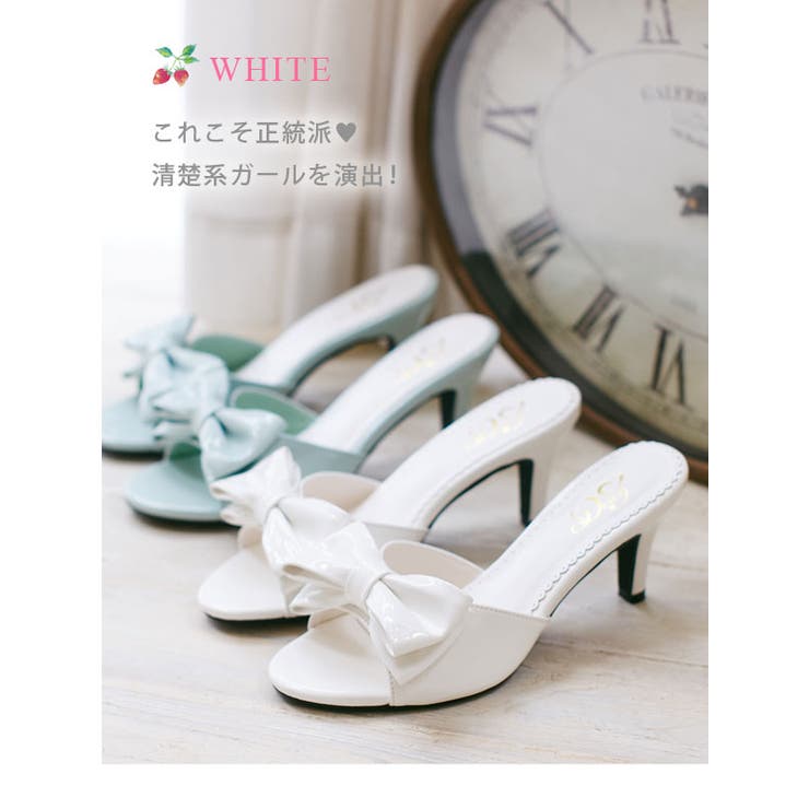 夢展望オリジナル!7cmヒールのリボンミュール|DML|PR|SW||][品番