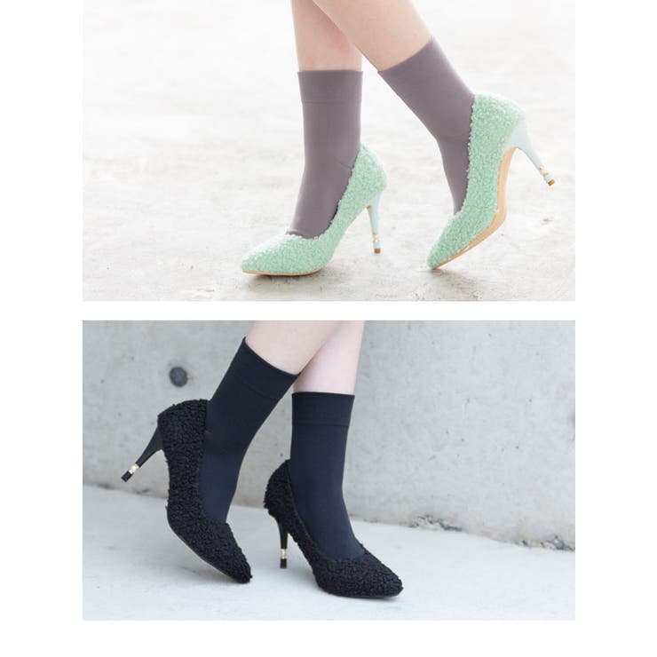 プードルファーのパールヒール美脚パンプス|NL|FN|CS||][品番