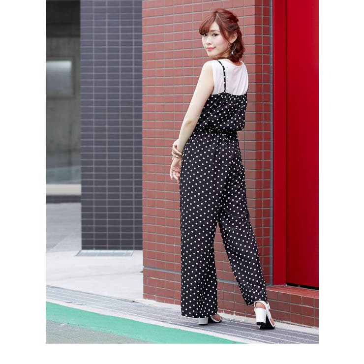 サロペット 親子 ドット ガウチョ コンビネゾン キャミソール 水玉 ペアルック ワンピース ロンパース オーバーオール セットアップ