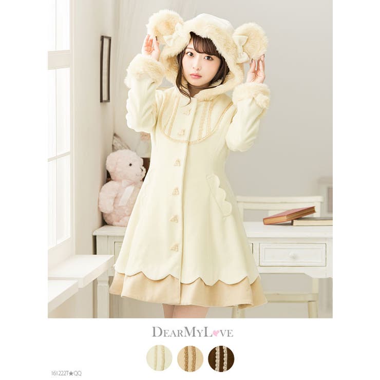 くま耳フード裾スカラップ レースデザイン[品番：YU000039487]｜夢展望