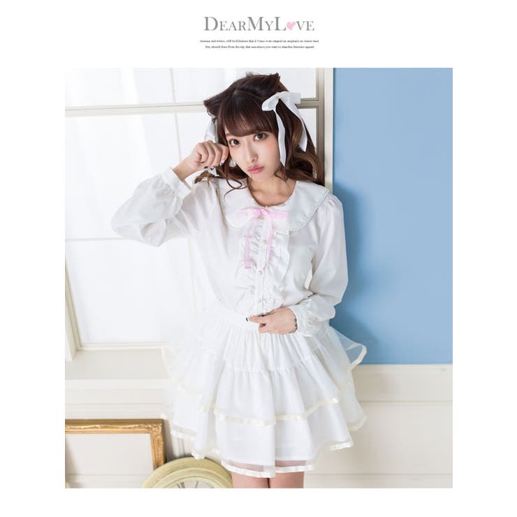 ねこ耳セーラー襟リボン付長袖フリルブラウス|DML|PR|SW||][品番