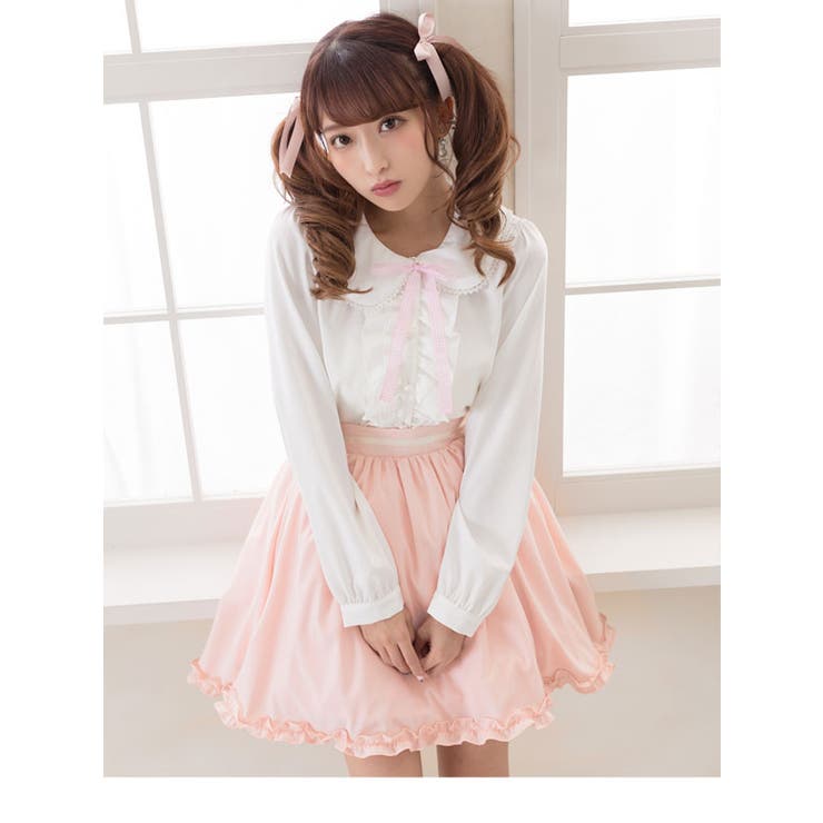 ねこ耳セーラー襟リボン付長袖フリルブラウス|DML|PR|SW||][品番