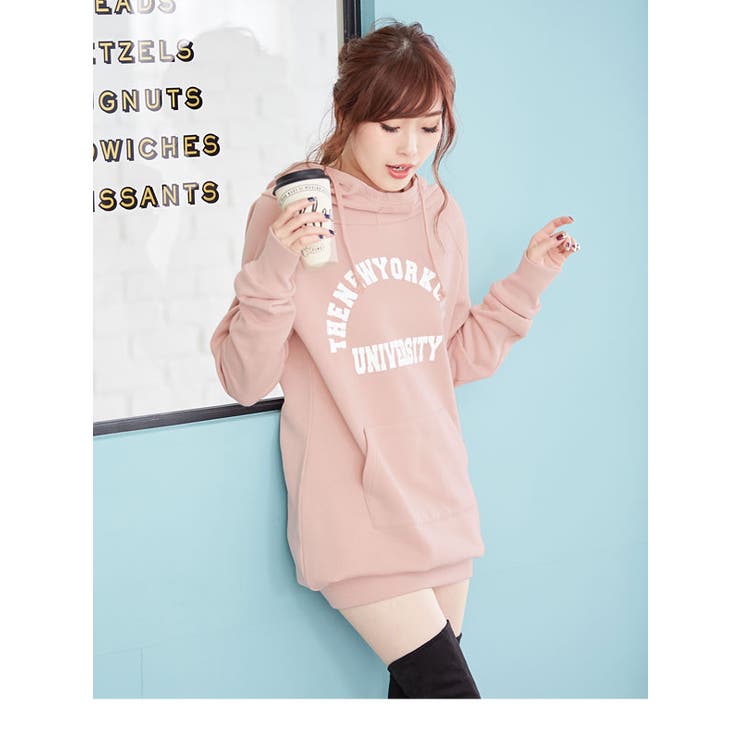 厚手裏起毛選べるロゴパーカーワンピース|NL|CS||][品番