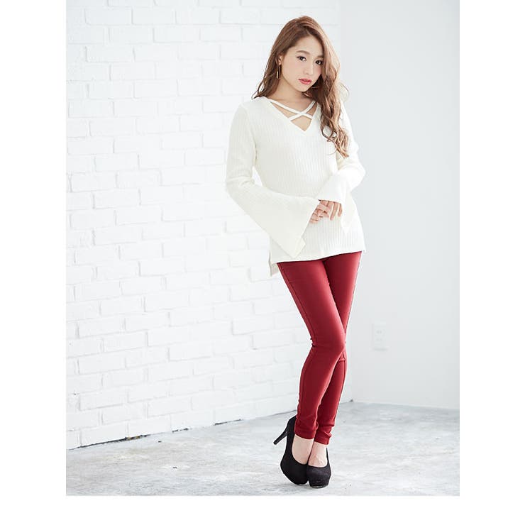 [フロントクロスワイドリブVネックニットソートップス|NL|LX|CS||] | 夢展望 | 詳細画像6 
