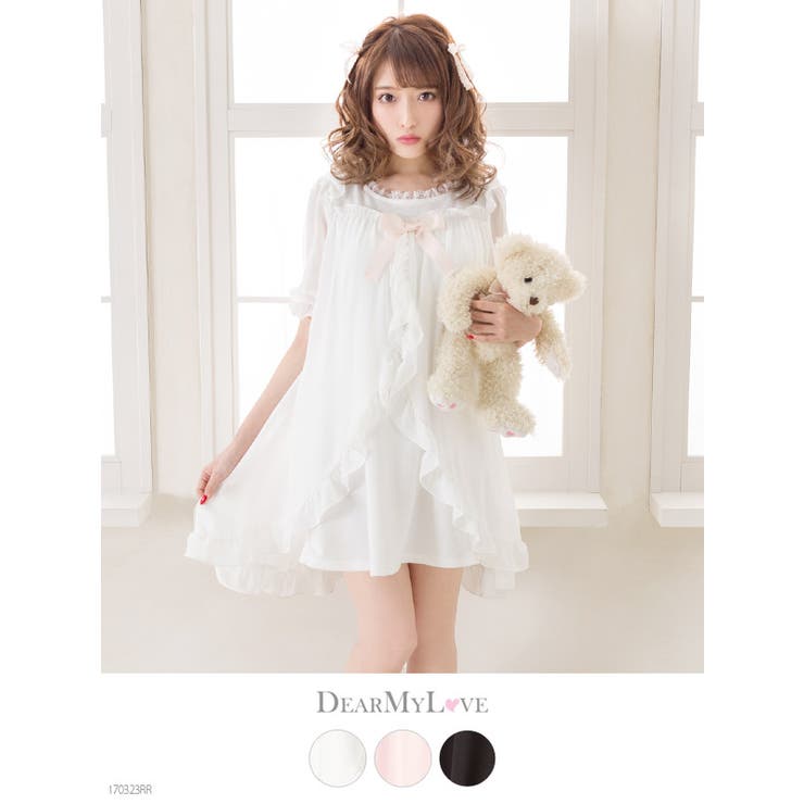 [ネグリジェ風パジャマパーティフリルリボンシフォンワンピース DML PR | 夢展望 | 詳細画像1 