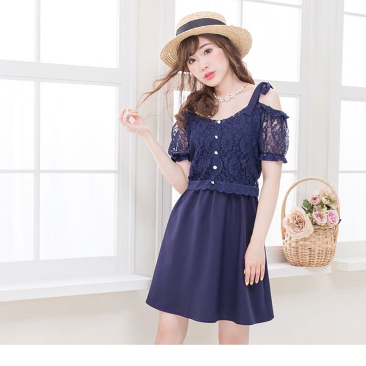 未使用 レースワンピース オフショル ストライプ オフショル風ストライプワンピース | レディース服・レディース