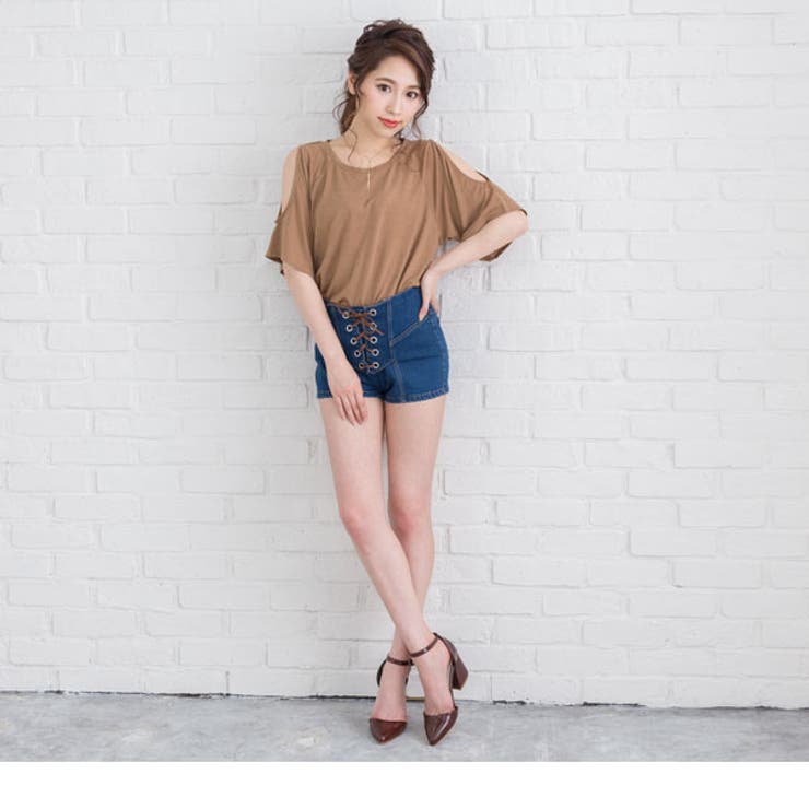 d.i.a.デニム風 ショートパンツ レースアップデザイン サイズ26 d.i.a.デニム風 ショートパンツ レースアップデザイン サイズ26