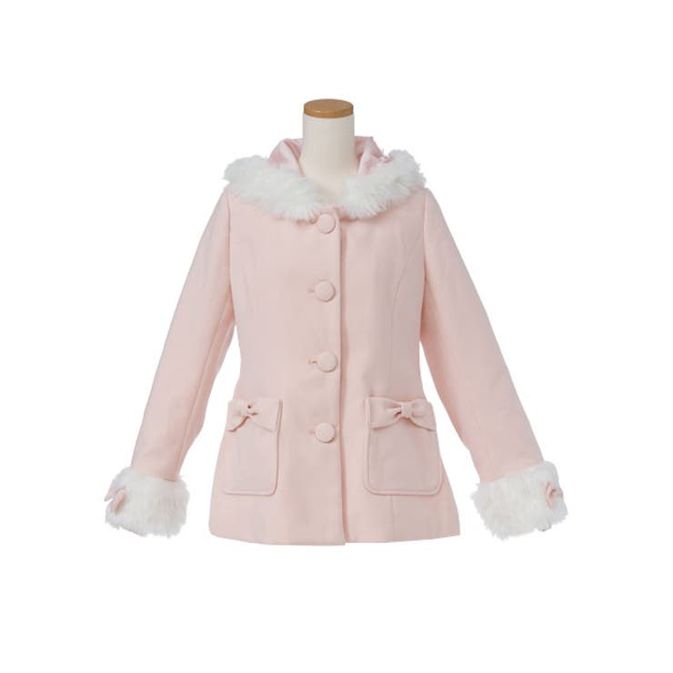 袖口ファー&リボンポケットフード付きショートコート MaR FN[品番