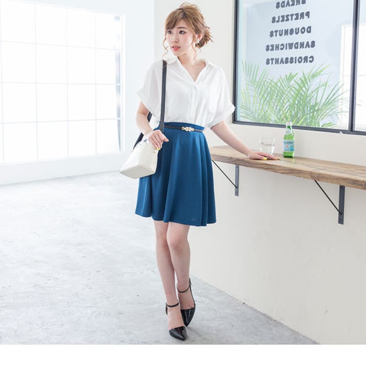 選べるミニ丈&ひざ丈ポンチタックフレアスカート NL FN[品番