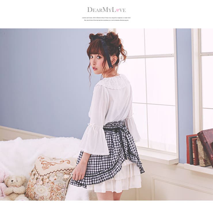 姫袖レースクラシカルジョーゼットブラウス|DML|PR|SW||][品番