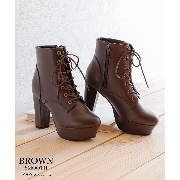 レースアップ 太ヒール ショートブーツ | 夢展望 | 詳細画像35 