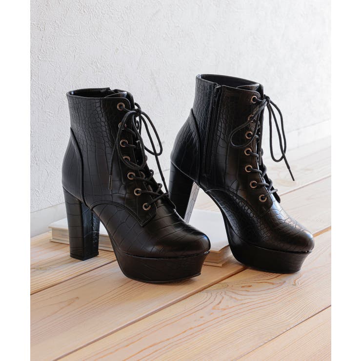 レースアップ 太ヒール ショートブーツ | 夢展望 | 詳細画像38 