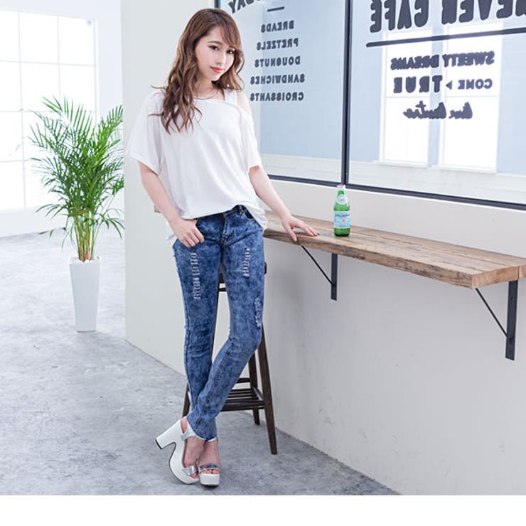 選べるクラッシュストレッチケミカルウォッシュムラ染めスキニーデニム