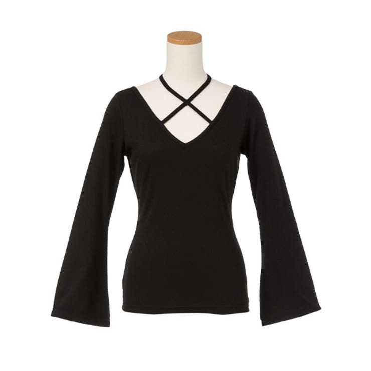 フロントクロスリボンフレアスリットスリーブトップス|NL|LX|CS