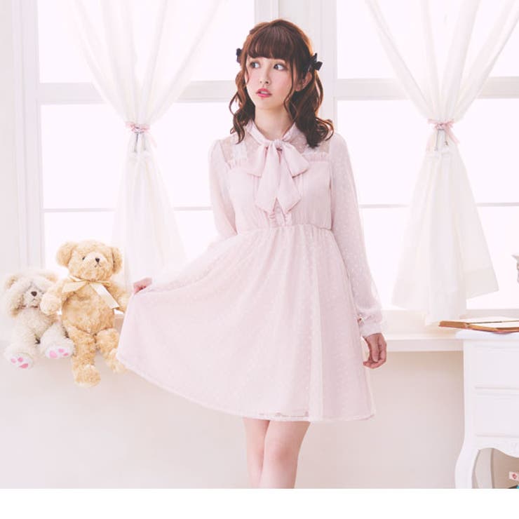お嬢様ボウタイドットチュールワンピース|DML|PR|SW||][品番