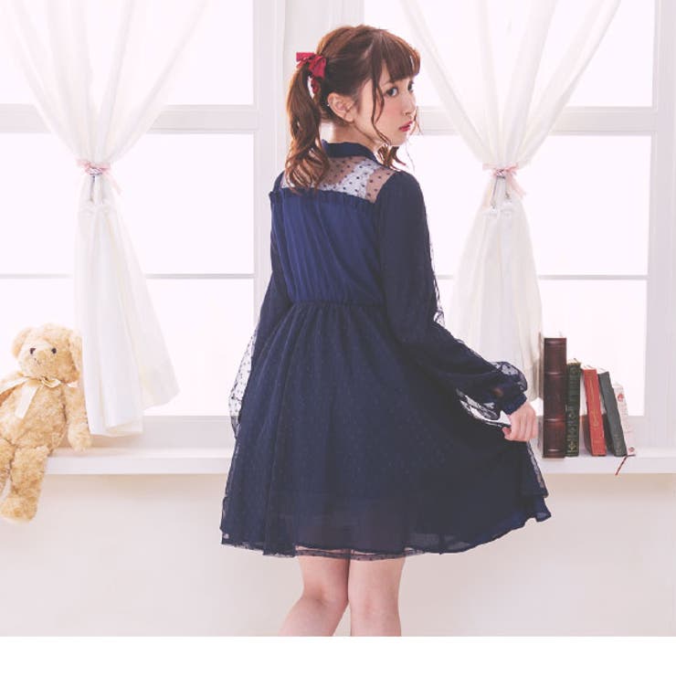 お嬢様ボウタイドットチュールワンピース|DML|PR|SW||][品番