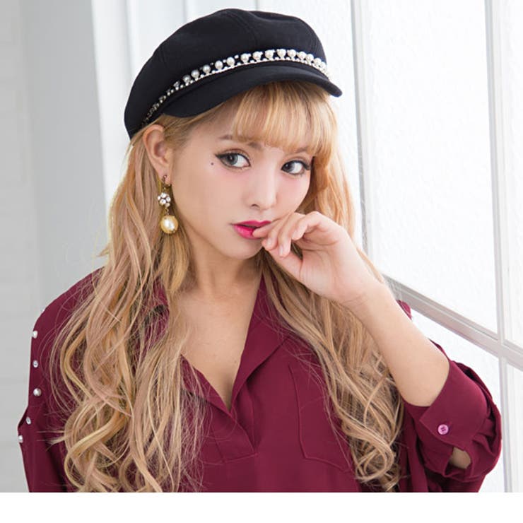 ChristianDior 黒 レザー ネット付きキャスケット